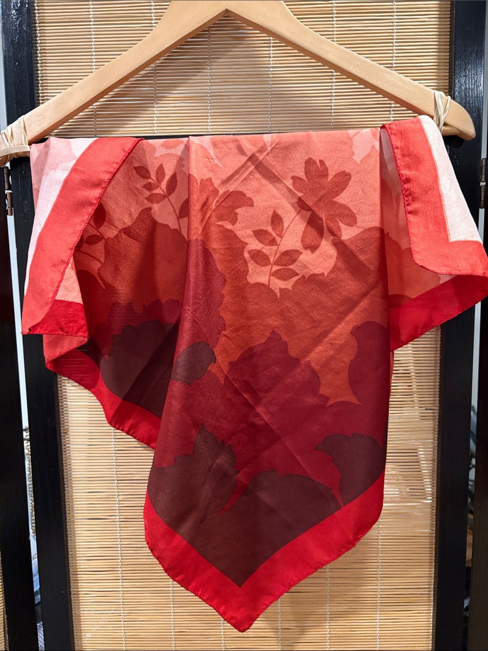 Red Floral Silk Accent Scarf - Home Accents